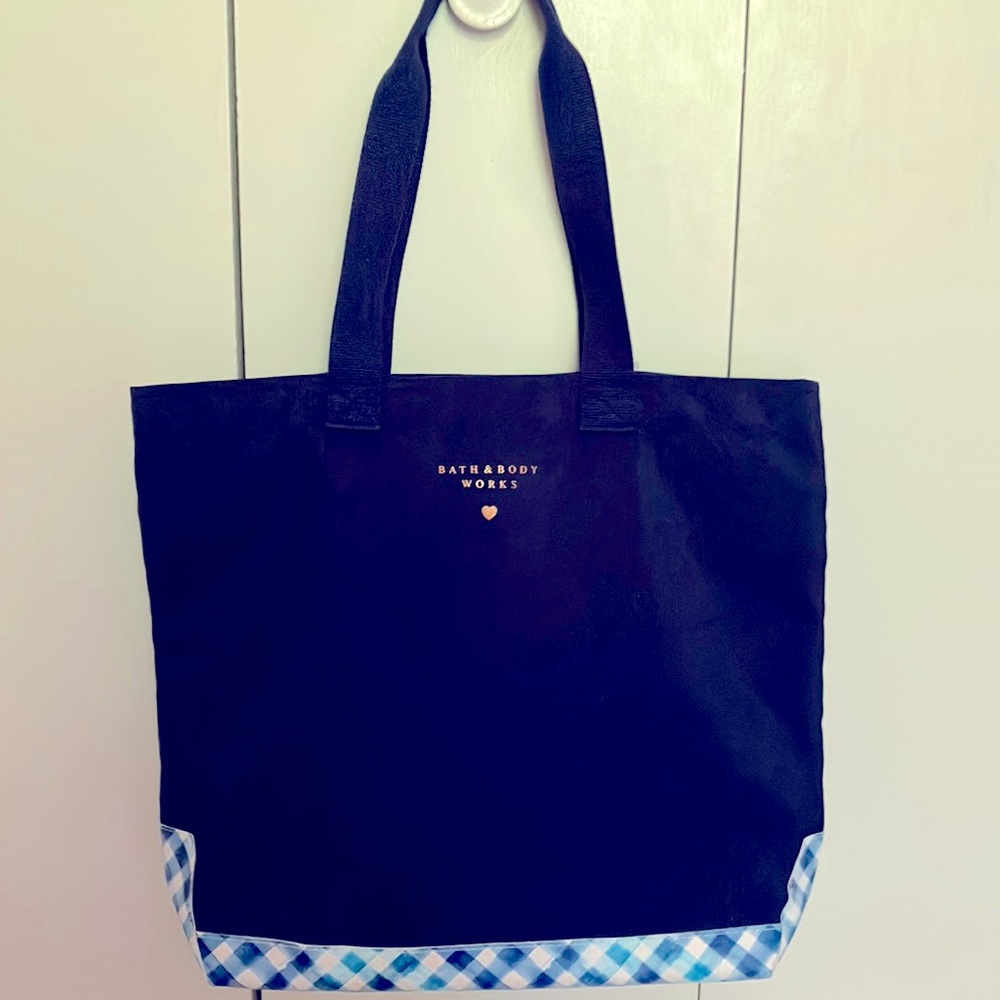 Bath and Body Works Gingham Canvas Tote Bag Brand New